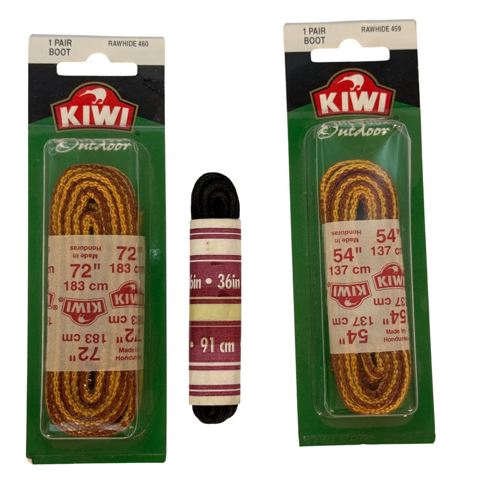Kiwi Outdoor Boot Laces Bundle 36 54 72 Inch Rawhide 459 460 Yellow Brown Black